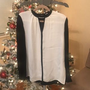 Elie Tahari Black & White Tunic Length Blouse